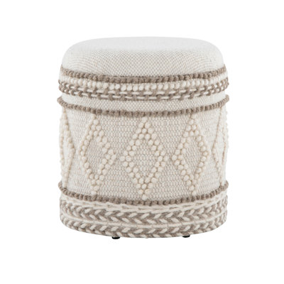 18 - Inch Beige Handwoven Wool For Storage, And Knoted Design Work, Removable Top Storage Space, Multi Use Utility, 14.25" Interior Length, 250 Lbs Weight, Indoor Only, No Assembly 18" Height,