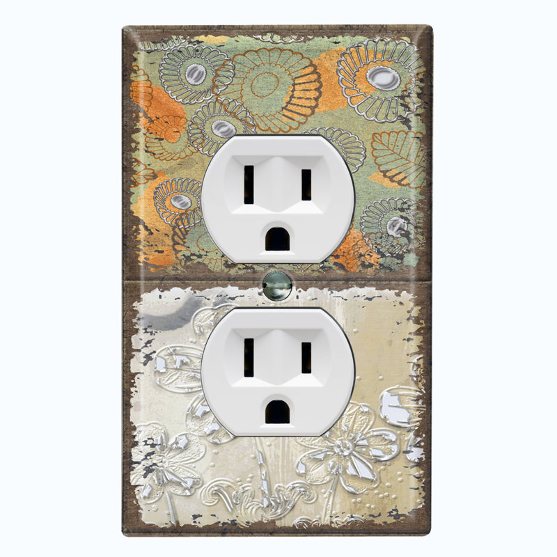 Flower Damask Faded Print 1 - Gang Toggle Light Switch Standard Wall Plate