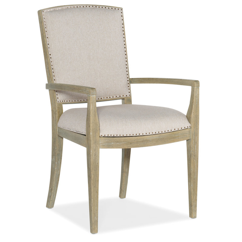 Chaise avec accoudoirs à garniture piquée, Naturel