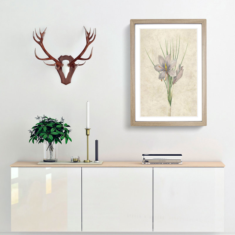 Autumn Crocus Flowers by Pierre-Joseph Redoute - Single Picture Frame Painting, 63cm H x 45cm W x 2cm D, Oak Framed