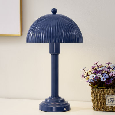 Lampe de table 17,5 "en métal avec abat-jour bleu
