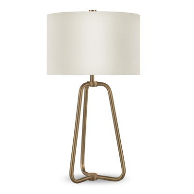 Gio 25.5" Tall Table Lamp with Fabric Shade in Brass/White