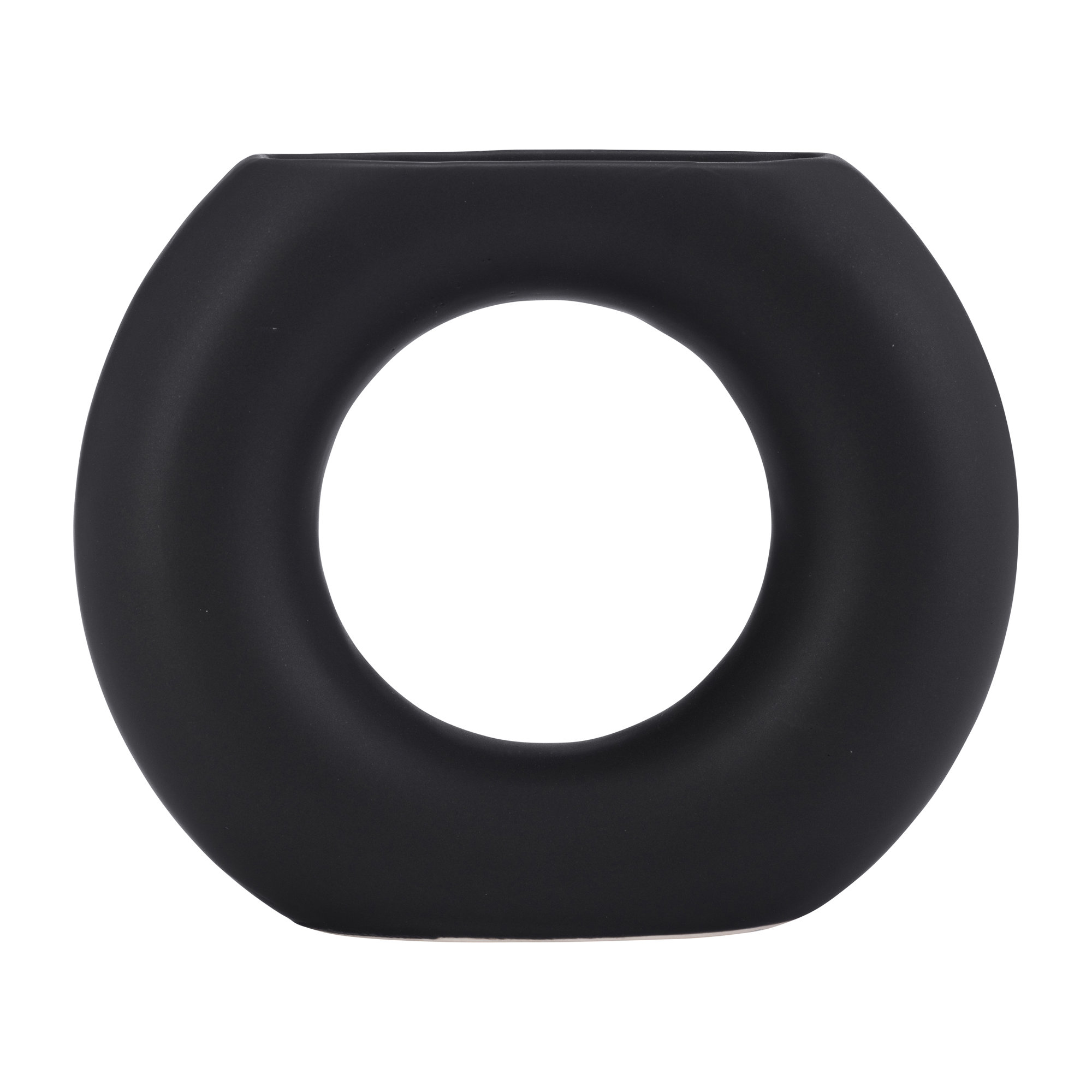 Tocara Handmade Ceramic Table Vase, 5.43" H x 6.53" W x 1.81" D, Black