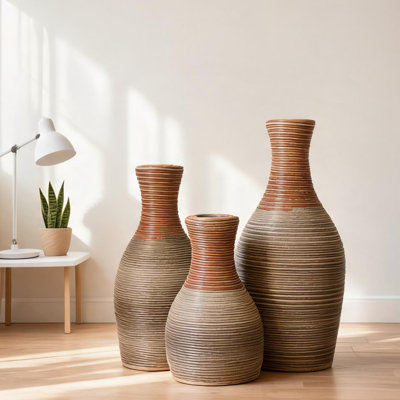Étagère 28,35 dans des vases et des pots pour le salon en PVC brun gris avec 20,47 à 28,35 pouces