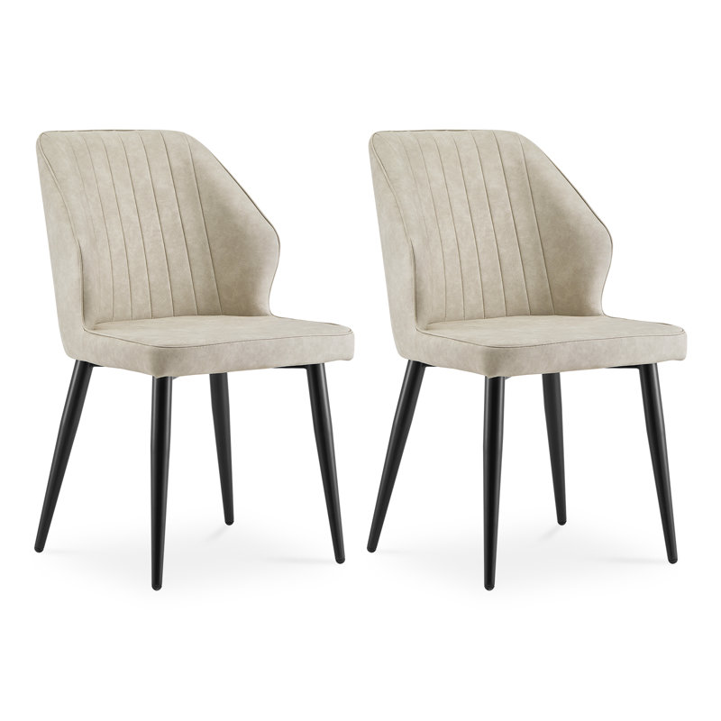 Upholstered Metal Dining Chair, Beige