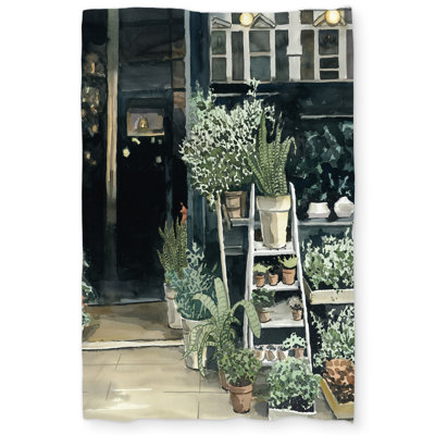 Plants Shop Street Scenery Illustrative Duvet Cover | Home Decor