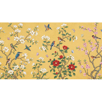 Papier peint floral cerisier rose