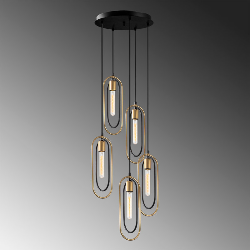 Luminaire suspendu géométrique à hauteur réglable 5 lumières The Adeline
