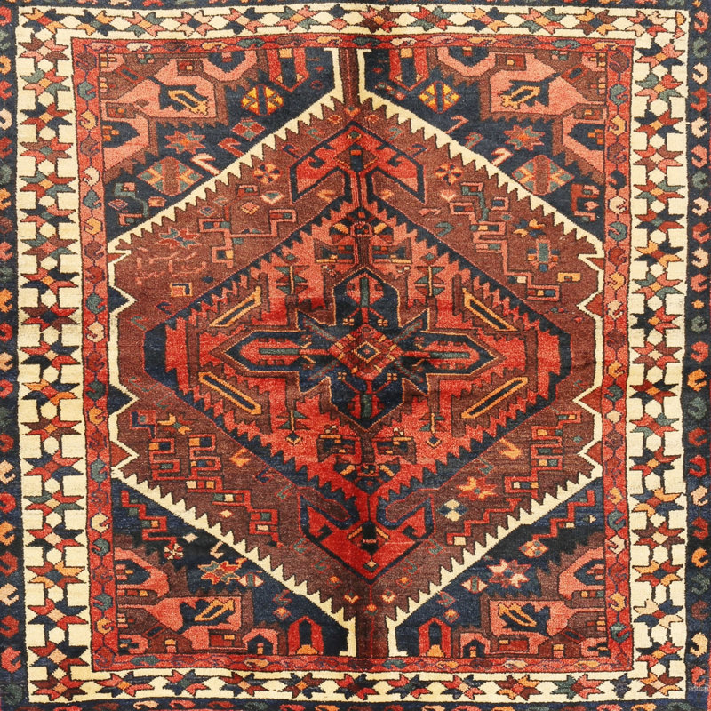 Tapis orange Southwestern, Carré 6 pi