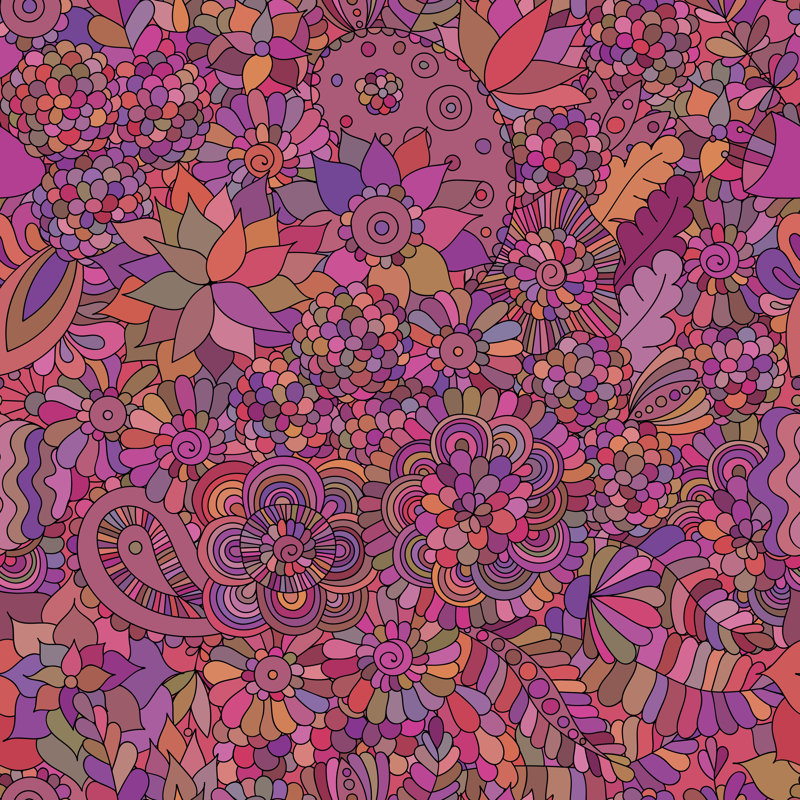 Doodle, fond oriental rose, impression sur toile tendue, H 20 po x l 20 po