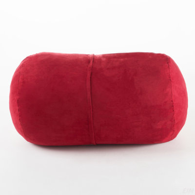 4 Foot Cylindrical Suede Bean Bag, Red (Bean Bag Chair)