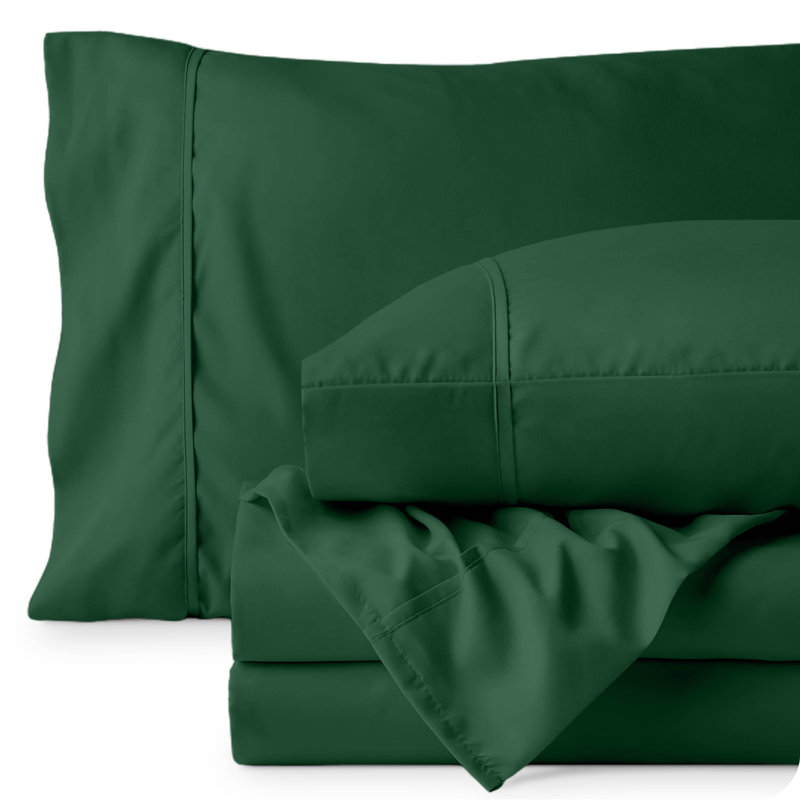 Microfiber Sheet Set with Bonus Pillowcase Set, Queen, Forest Green