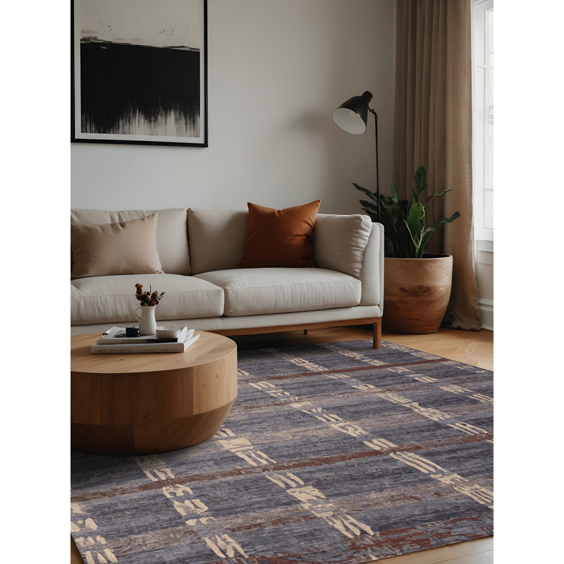 Machine Washable Gray Area Rug, Square 8'