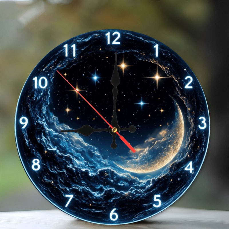 Horloge avec lune et étoiles
