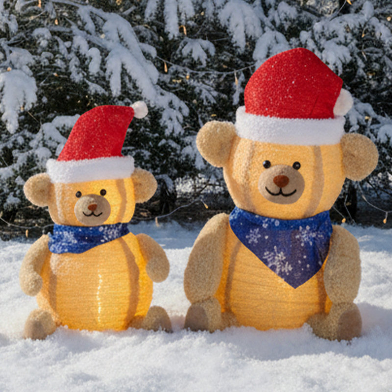 2Pcs Lighted Bear Christmas Decoration