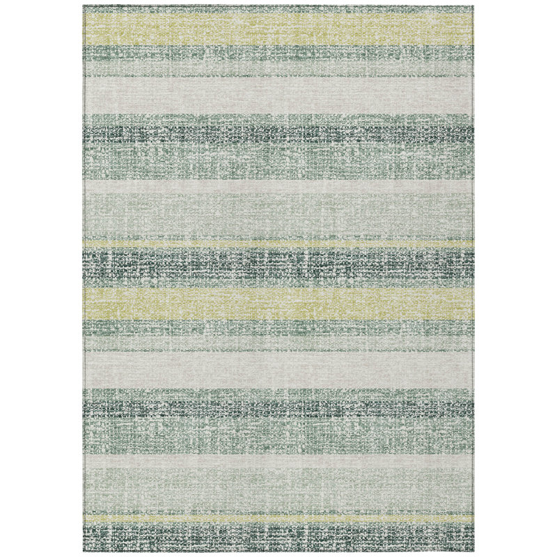 Machine Washable Indoor/Outdoor Xhevrie Seafoam Rug, Rectangle 8' x 10'