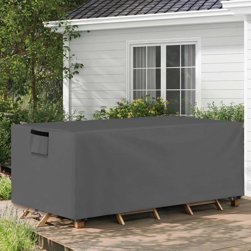 Housse de mobilier de patio, housse de mobilier d'extérieur toutes saisons durable, H 28 po x l 126 po x P 126 po, Gris