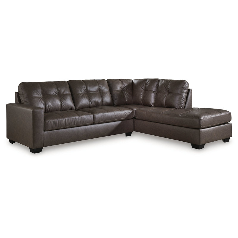 Brakefield 2-Piece Sectional With Chaise, Right Hand Facing, Brown Faux Leather