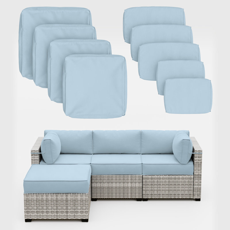 9 Pcs Outdoor Patio Cushions Covers With 4 Size，Covers Only, Sky Blue
