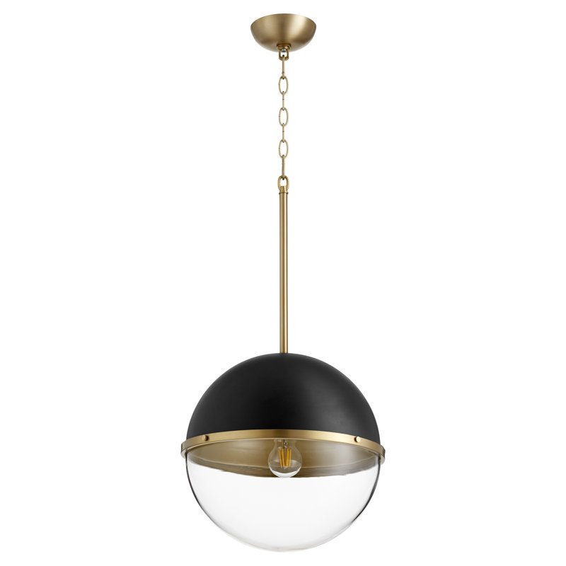 Luminaire suspendu sphère 1 lumière Kavia, Noir, H 15 po x l 15 po x P 15 po