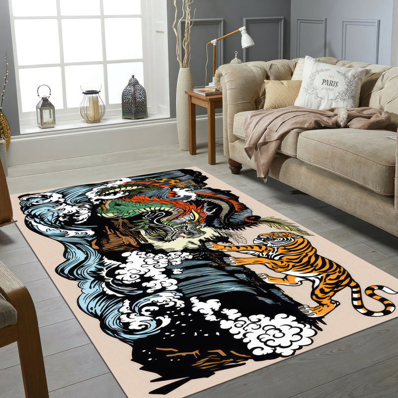 Tapis chic non tissé à motif géométrique complexe pour un attrait sophistiqué, Rectangle 3 pi 3 po x 4 pi 11 po