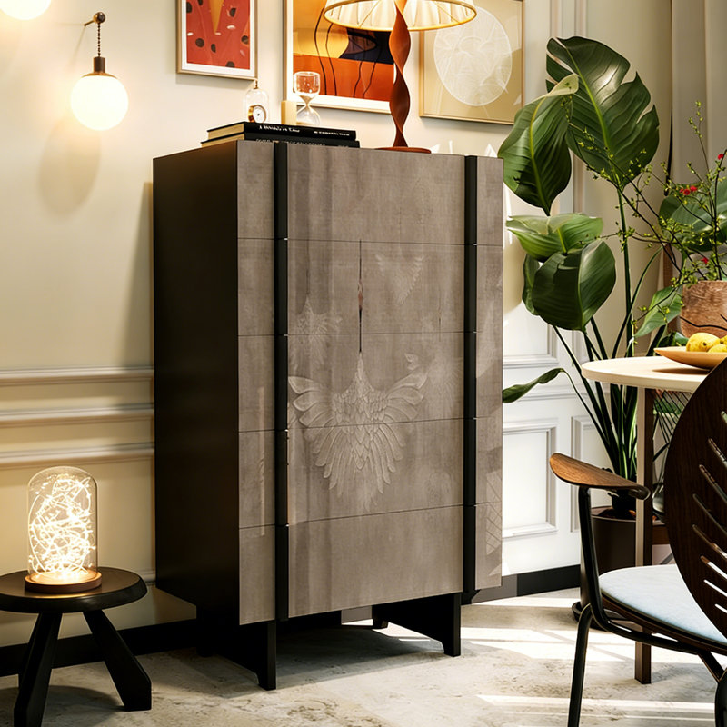 Armoire de rangement à 5 tiroirs à motif d'art chinois