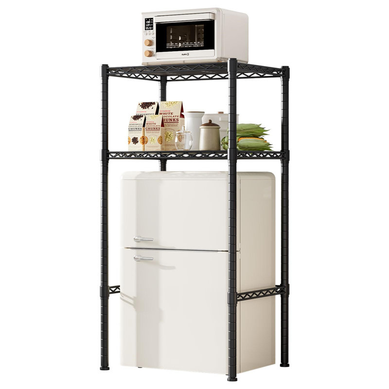 Mini Fridge Shelf Height Adjustable Storage Rack,Metal Storage Shelf Over The Fridge Shelf And Microwave Stand For Dorm, Kitchen