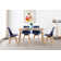 Stephenie 4 Person Dining set - a Rectangular Plastic Dining Table with Wooden Legs and a Set of 4 Faux Leather Cushion Padded Dining Chairs for Dining Room - Modern Dining Table Set