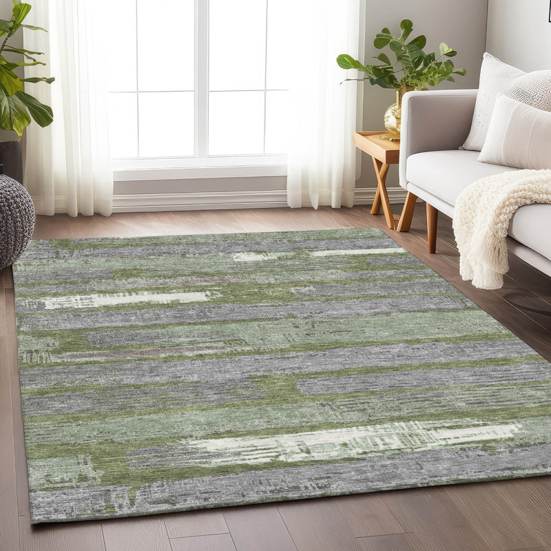 Tapis intérieur / extérieur vert Aelaris, 5' x 7'6"