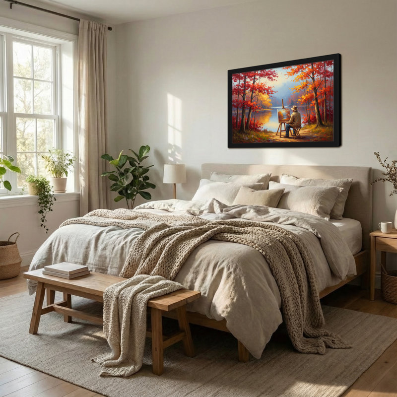 «Landscape & Nature Autumn Forest Painter Lake Reflection», art sur toile, H 12 po x l 18 po