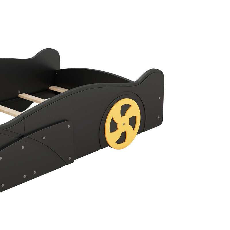 Lit plateforme avec roulettes et rangement Race, Lit simple, Noir