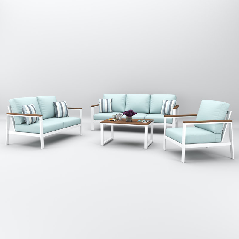 Ensemble de conversation Townsend pour 4 personnes avec coussins Sunbrella, Bliss Dew, Brun
