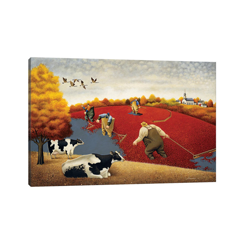Cranberries And Cows by Lowell Herrero - Wrapped Canvas Painting, 20.32 cm H x 30.48 cm W