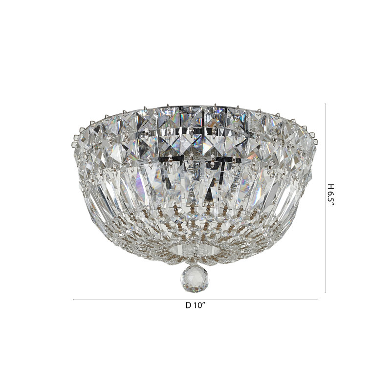 4-Light Chrome Flush Mount With Clear Crystals
