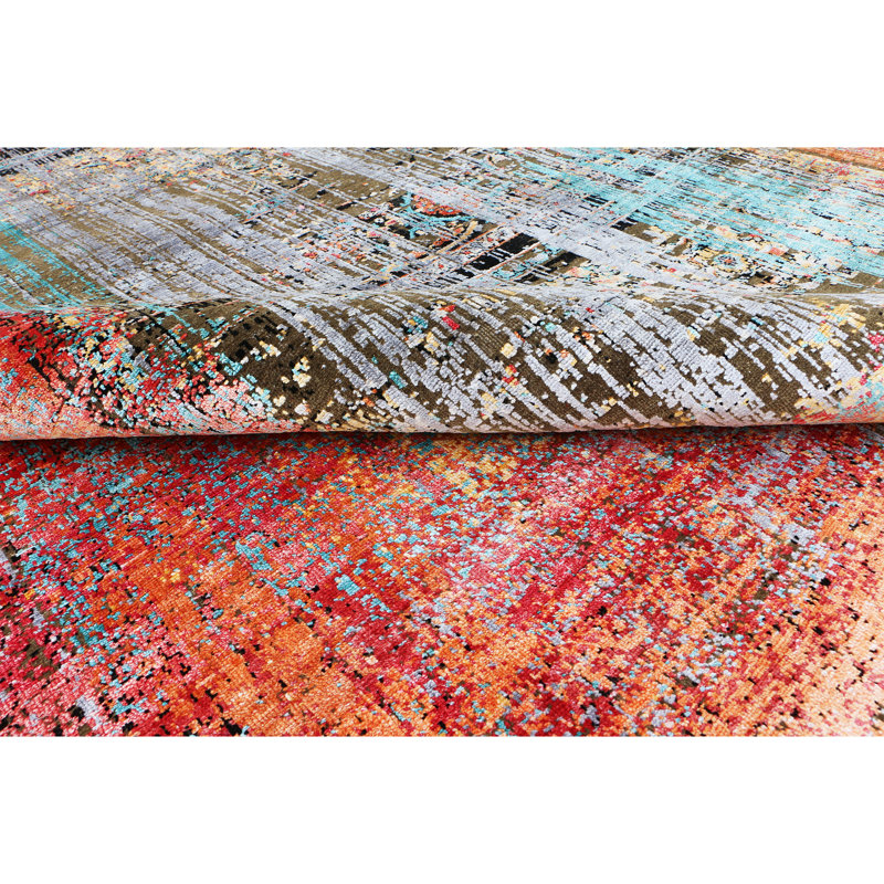 Hand Knotted Area Rug in Red/Brown, Rectangle 10' x 14'