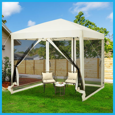 Auvent instantané avec moustiquaire et portes à double fermeture à glissière, abri extérieur portable pour le camping, la cour et les pique-niques