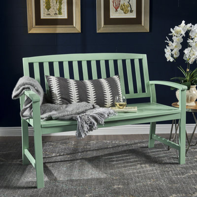 Wood Bench With Dark Gray Exterior For Patio, 44.49" Seat Width, Stylish In Finish, 48.25"W X 35.75"H, Rustic by Latitude Run