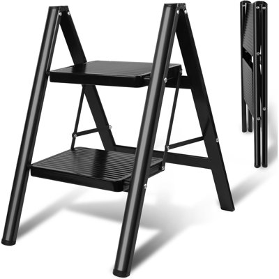Escabeau 2 marches, escabeau en aluminium pliable 330 lb