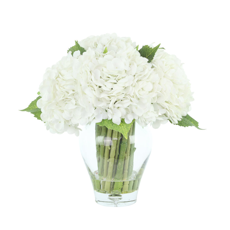 Polysilk Hydrangea Arrangement in Vase, Pink