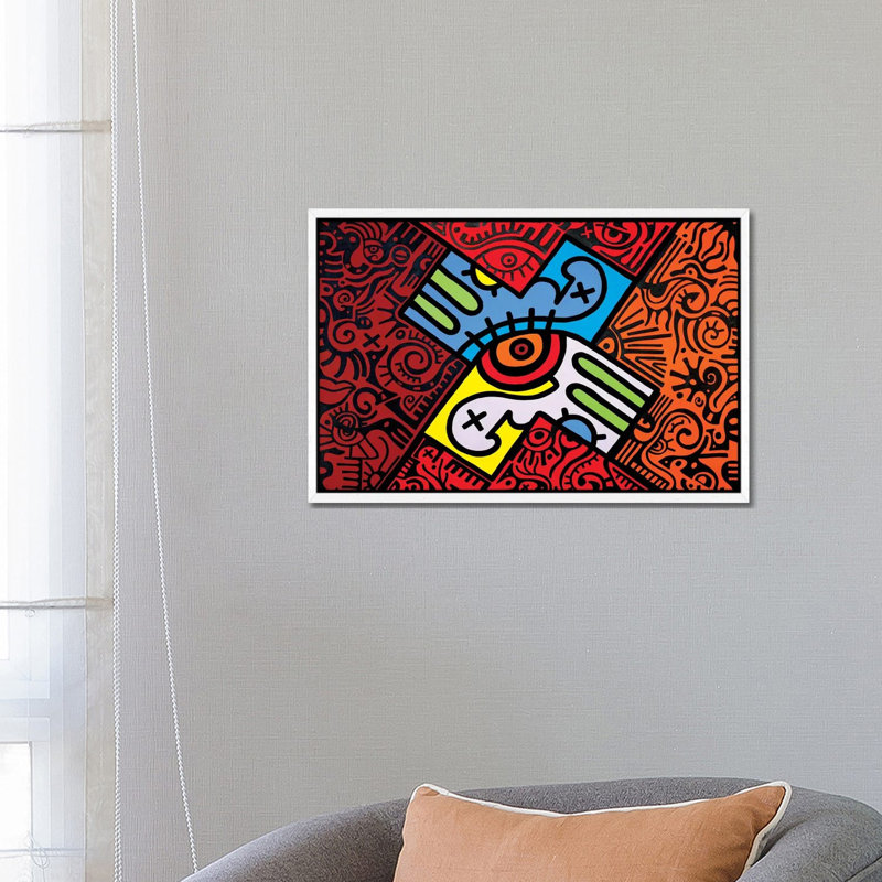 X Marks The Spot by Billy The Artist - Print on Canvas, 66.04 cm H x 45.72 cm W, White Framed
