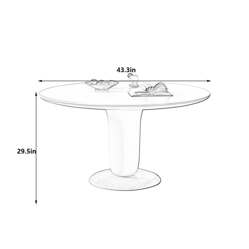 Table de salle à manger matte Rock Plate, H 29,5 po x L 43,3 po x l 43,3 po