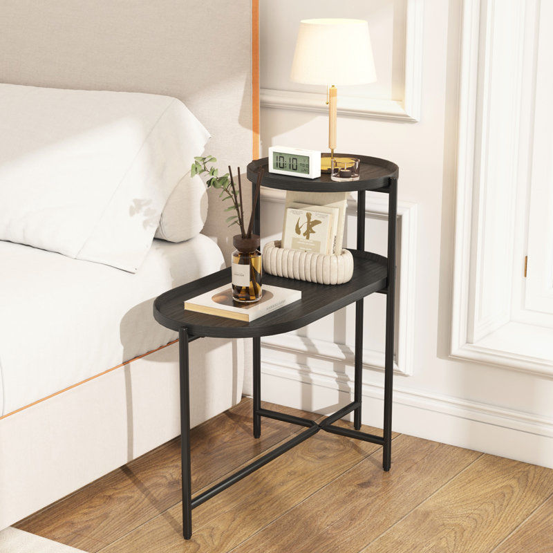 Round Coffee Table With Storage Tray 2 Tier