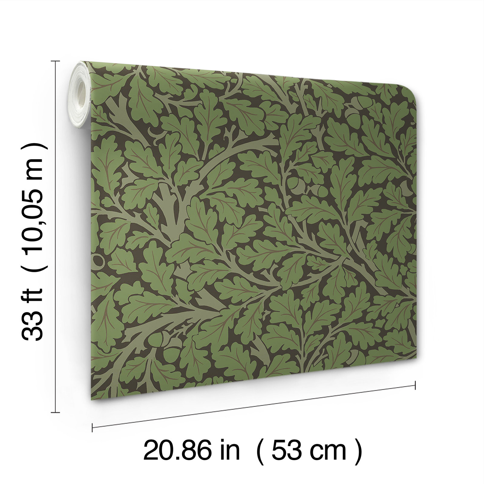 Oak Tree Modern Floral Wallpaper, Black