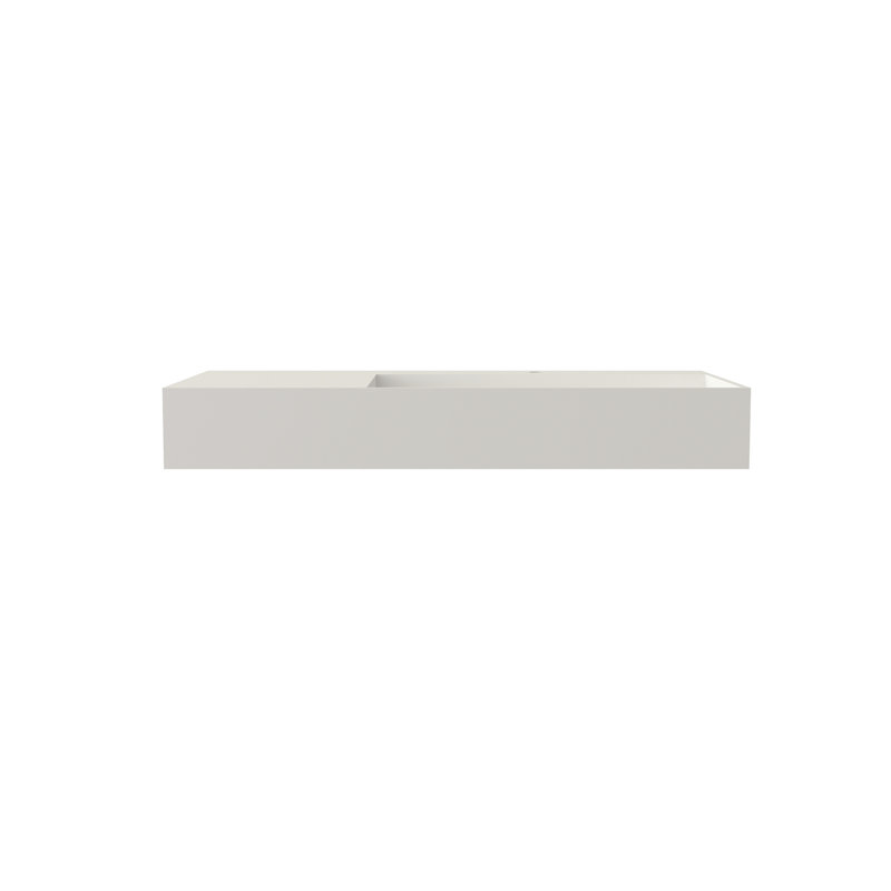 Lavabo de salle de bain en résine solide, 34,94 po de profondeur, 17,59 po de largeur, 5,15 po de hauteur, 53,58 lb de poids, blanc mat, compatible polyvalent, assemblage mural ou sur comptoir, propre