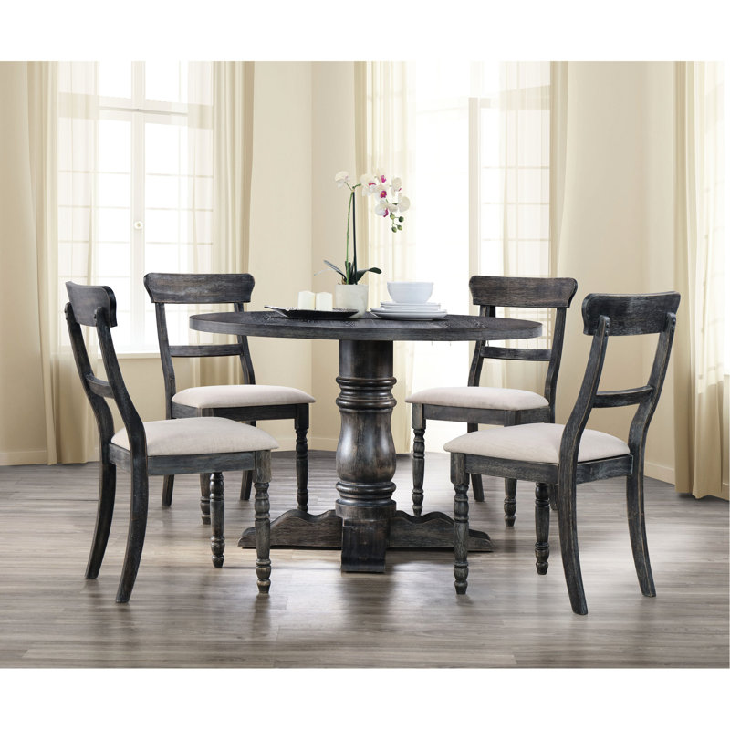Ensemble de 2 chaises de salle à manger rustiques - Gris et brun, sièges rembourrés en mousse, pieds tournés en bois, style classique pour la maison. Chaise 2 assises en mousse, aspect traditionnel raffiné.