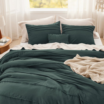 Bedsure Pinch Pleat Comforter Set Boho Bed-in-A-Bag Bedding Set with  Pillowcases for All Season