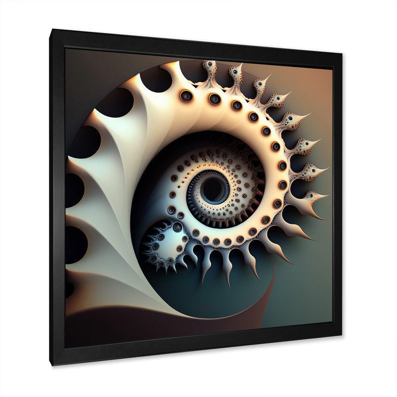 Beauté fractale monochrome II - reproduction sur toile, H 16 po x l 16 po x P 1 po, Impression noire sur toile encadrée