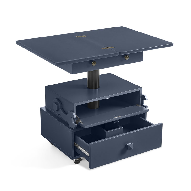 Hicklin à hauteur réglable avec station de charge et tiroirs de rangement, Blue