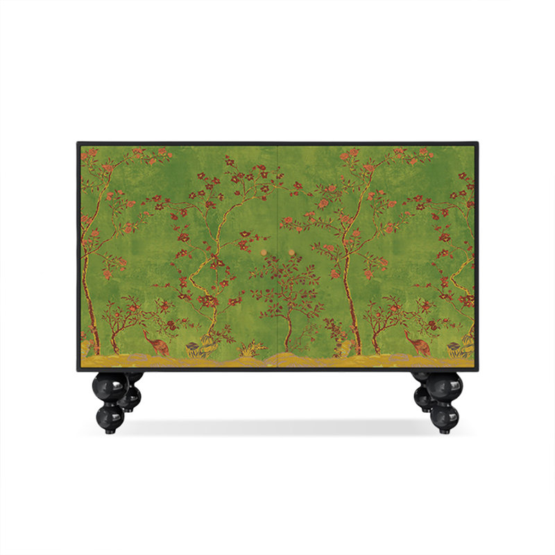 Buffet en bois massif Moder, Noir
