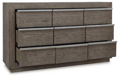 Gray Weathered 72" Modern Dresser with Soft Close Drawers